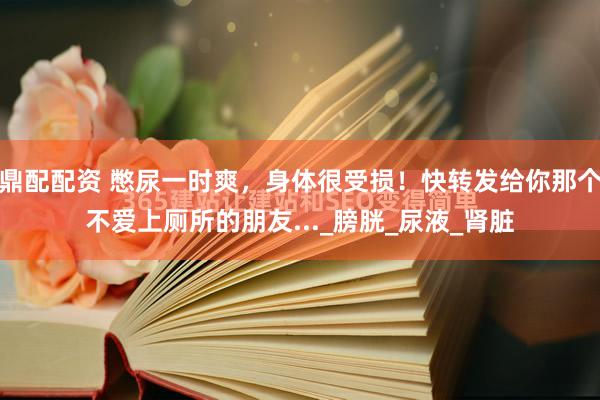 鼎配配资 憋尿一时爽,身体很受损!快转发给你那个不爱上厕所的朋友..._膀胱_尿液_肾脏